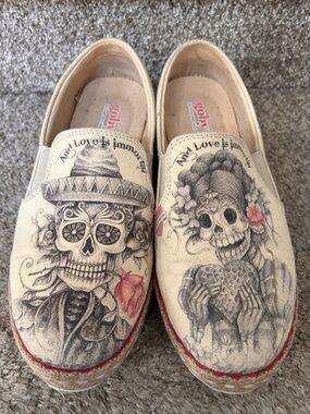 Goby Forever Love Espadrille Slip on Sneaker. Day of the Dead. Spooky. Immortal